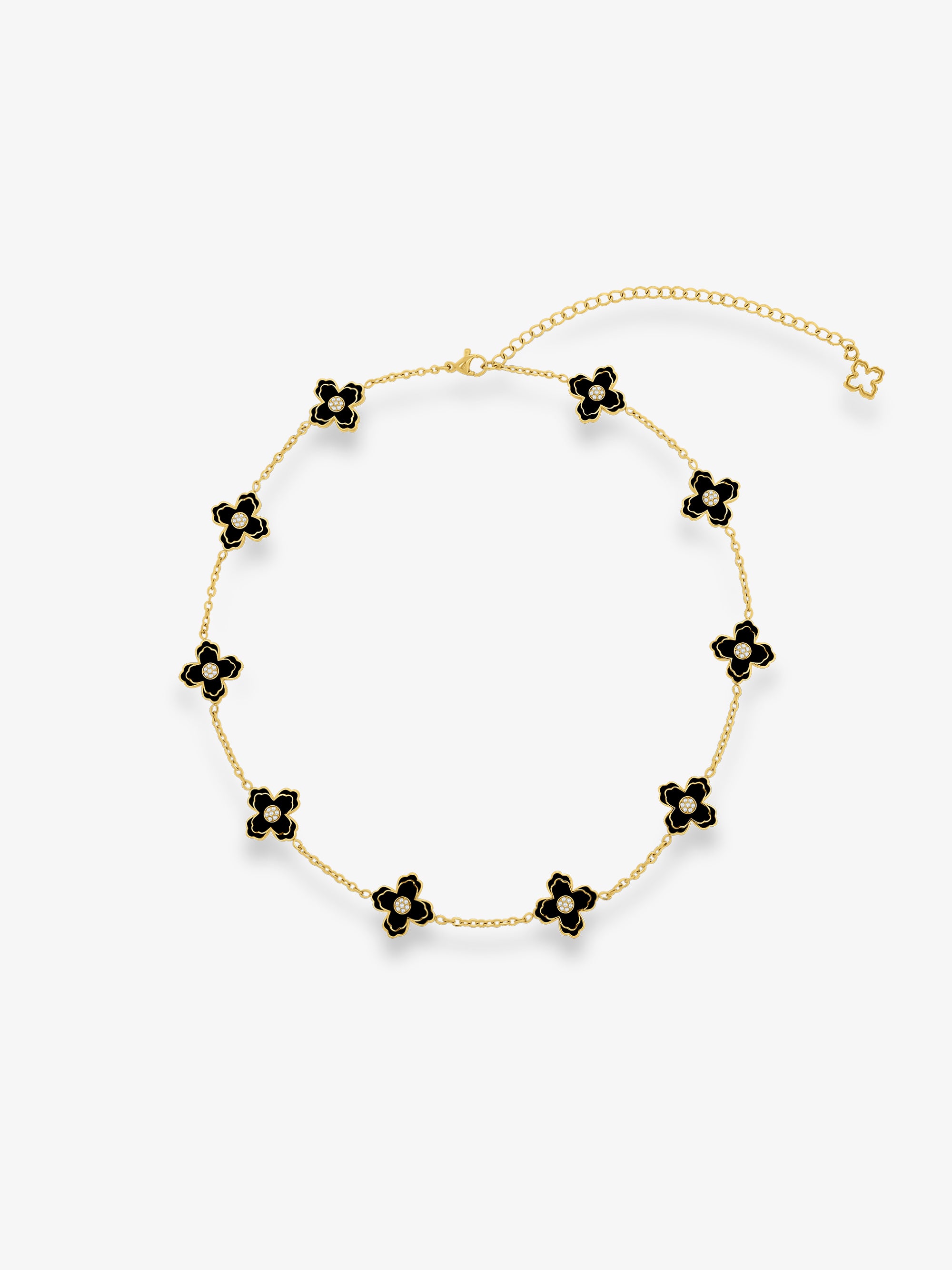 FIORE Black Enamel 10 Motif Necklace